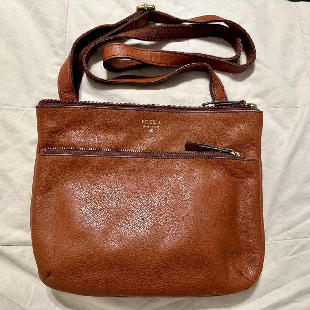 Fossil brown leather crossbody